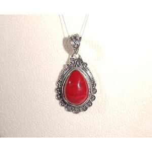 Mediterranean Coral Pendant Sterling Silver